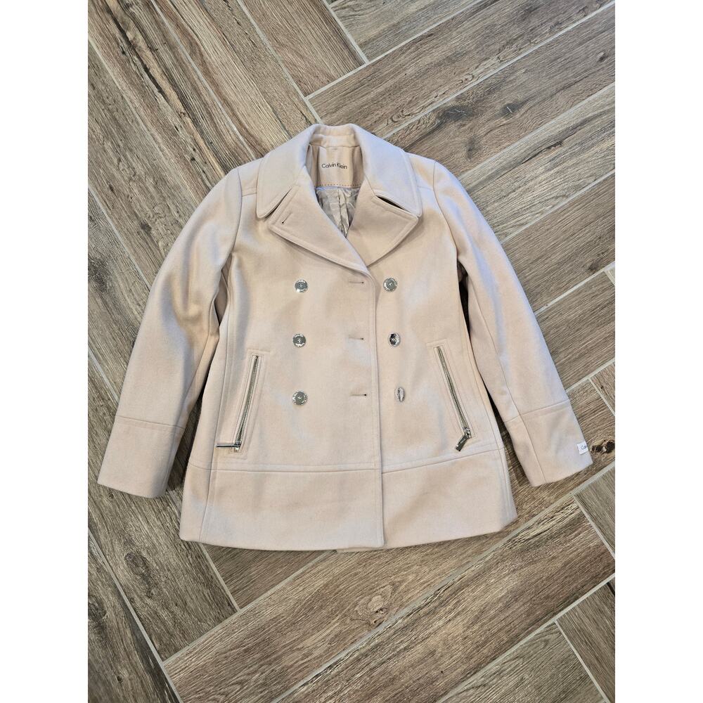 Calvin Klein Wool Blend Double-Breasted Peacoat